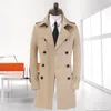 Fashion Men Wool Long Coat Casual Business Double Breasted Overcoat Mens Leisure Blazer Male Jackets