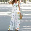 Women's Two Piece Pants Women Summer Suit Floral Print Sleeveless Vest Wide Leg Set Casual Breathable Outfit For