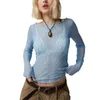 Damen-T-Shirts, Damen, S, Y2K, sexy Schnürung, rückenfrei, Neckholder, bauchfreies Top, durchsichtiges Mesh, Clubwear, Party-Bluse