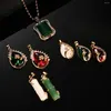 Pendant Necklaces Bamboo Peacock Flower Green White Red Stone Women Girs Chinese Cultural Wedding Accessories