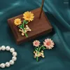 Broches Vrouwelijke Mode Emaille Crystal Leuke Zonnebloem Eekhoorn Voor Vrouwen Luxe Goud Kleur Legering Dier Plant Broche Veiligheidsspelden