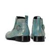 Christia Bella Winter Party Formele Man Schoenen Britse Puntschoen Enkellaars Print Rits Echt Leer Cowboy Korte Laarzen