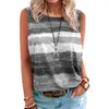 Women's Tanks Women Vest Stripe Print Breathable Summer Sleeveless Round Neck Top For Party