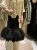 Vestidos para niña 6572C Vestido para niños 2023 Verano sin espalda Little Black Korean Flower Bud Vest Falda 230802