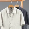 Camicie casual da uomo Camicia a maniche corte in lino scozzese fine tinto in filo per uomo Stili cinesi Estate venduta Colore sottile e traspirante Tendenza