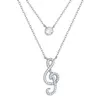 Japan and South Korea 925S silver minority music symbol double pendant inlaid with diamond pendant collarbone necklace female