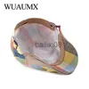 Stingy Brim Hats Wuaumx Spring Summer Berets Hats For Women Men Multicolor Plaid Herringbone Caps Duckbill Newsboy Cap Thin Cabbie Ivy Flat Hat J230802