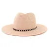 Summer Sun Hats for Women Rivet Wide Brim Straw Panama Hat Outdoor Seaside Beach Sun Shade Cap Fedora Hat Sombrero Para Mujer