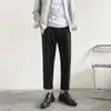 Men's Pants Retro British Style Woolen Cloth And Ankle Trousers Autumn Winter Slim Thick Warm Casual Suit