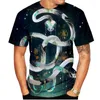 T-shirts pour hommes 2023 été noir serpent impression 3D T-shirts horreur Animal Streetwear hommes femmes mode surdimensionné col rond chemise hauts vêtements