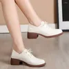 Chaussures habillées grande taille cuir blanc travail femme noir profond chaussure unique à talons épais semelles souples cuir de vachette verni