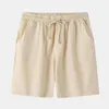 Мужские брюки Summer Beach Crasual Solid Linen Mid Rise Shorts Корейский размер одежды S-2XL S-2XL