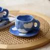 Filiżanki spodki Mudy kubki kubek i spodek espresso nordycka latte ceramiczna urocza kumpel cappuccino taza ceramica napój yy50cs