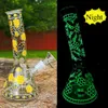 Im Dunkeln leuchtende Glasbecher-Bong-Downstem-Perc-Recycler-Wasserpfeifen, Shisha-Bubbler-Dab-Rigs zum Rauchen mit 14-mm-Gelenk