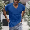 Hommes t-shirts mode couleur unie T-shirt col rond manches courtes hauts été loisirs ample col en v T-shirt vêtements homme