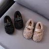 Flat Shoes Winter Kids Fur Baby Girls Princess Flats Children Dress Brand Toddler Black Fashion Party Mary Jane