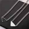 Designer Sier Mens Women Triangle Word Motherly New Punk Mens Enamel Cool Street Ladies Trend Pendant Necklace Womens Chain Jewelry ZB011 F23