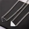 Designer Sier Men's Women Triangle Word Motherly New Punk Men's Enamel Cool Street Ladies Trend Pendant Necklace Women's Chain Jewelry ZB011 F23