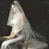 Bruidssluiers 2 Lagen Bruiloft Sluier Met Kam Lint Rand Zachte Tule Wit Ivoor Hoofdtooi Huwelijk Haar Bruid Accessoires