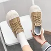 Casual Women Fashion Shoes Designer Leather Platform Sneakers Beige Black Free Frakt Vit Outdoor Girls Lace-Up Flat Sports371