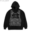 Herrhuvtröjor tröjor Bulletproof Vest Rhinestone Hoodie Men's Top 2023 Fashion Y2k Long Sleeved Top Sweatshirt Street Wear Large Zipper Z230802