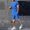 Erkek Trailtsits 2023 Yaz Takım Kıyafet T-Shirt Şort 2 Parçalı Set Set Rahat Nefes Alabilir Spor Giyim 3D Baskı Moda Roman Kısa Kollu Üst