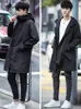 Herrgravrockar Spring Autumn Long Coat Men mode huva vindbrytare svart överrock casual jackor koreanska plus storlek 8xl toppar