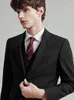 Мужские костюмы Мужчина формальный набор летний мужчина свадебный блейзер жилет Blazer Black светло -серая слабая подсадка для мужчин Lesiur
