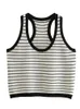 Damestanktops Voorjaar 2023 Zomer Informeel Veelzijdig Top Eenvoudige Streep Gepersonaliseerde Mode Ice Silk Racerback-tanktop