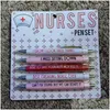 Ballpoint Pens Wholesale 5Pcs Students For Nurses Doctors Nursing Gift Fun Black Ink Pen Funny Set Drop Delivery Office School Busines Dhdtk