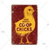 Vintage Poussins En Métal Affiche Rétro FarM Tin Sign Décor Poulet Oeuf Rouillé Métal Plaque Décorative Plaque Signe Mur Décor Animal Fer Peinture 30X20CM w01