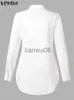 Women's Blouses Shirts 2023 VONDA Casual Shirts Summer Women Buttons Long Sleeve Blouses Asymmetrical Hem Loose Tops Ladies Solid Color Elegant Blusas J230802