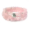 Braccialetto di cristallo rosa naturale del filo 108 perline Braccialetti di yoga Buddha Rosario Gioielli in pietra per donna Uomo all'ingrosso