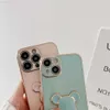 Cell Phone Cases Fashion Cute Electroplating Bracket Bear Mobile Phone Case For iPhone 14 13 12 11 Pro Max X Xr Xs 8 7 Camera Protector Cover L230731