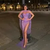 Festklänningar 2023 Luxury Mermaid Prom Purple Long Fashion Glitter paljetter Side Slit Sweetheart Formella aftonklänningar för kvinnor