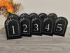 Other Event Party Supplies Matte Black Wedding Table Number Arched Acrylic Signs UV Painting Text Table Number with Stands Wedding Dector Reception Signage 230802