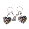 Portachiavi 1Pair Sublimation Blank Keychain Round Heat Transfer Love Valentine's Day Girlfriend Boyfriend Gift