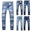 Mäns jeans 2023 Designer Ripped Slim Fit Light Blue Denim Joggers Manlig orolig förstörda byxor Button Pants