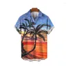 Herren-Freizeithemden, übergroß, hawaiianisches 3D-gedrucktes, kurzärmeliges Medusa-Korean-Hemd, Sommer-Herren-Oberteil mit Kokosnussbaummuster im chinesischen Stil