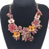 Tour de cou 1 pièces Vintage plein strass exagéré fleur collier coloré robe de mariée peint huile collier chaîne