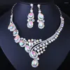 Ketting Oorbellen Set Bruiloft Shining Crystal Bruids Sieraden Voor Vrouwen Oorbel Elegante Strass Party Gift Groothandel