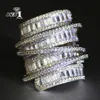 Wedding Rings YaYI Jewelry Fashion Complex Design Princess Cut 260pcs AAAAA White Zircon Silver Color Engagement Party Gift 230801