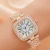 Montres-bracelets montres à quartz pour femmes bande d'acier petit cadran carré incrusté de diamants mode tendance loisirs fête 230802