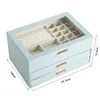 Jewelry Boxes Size SML Organizer Display Travel Jewellery Case Portable Box PU Storage Earring Holder 230801