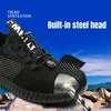 Sapatos de segurança Sapatos de segurança Mesh Summer Cold Safety Shoes For Work Non Slip Outdoor Steel Biqueira Anti-Puncture Men Tênis 230801