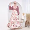 Ethnic Clothing Malaysia Asia Women Muslim Vintage Print High Waist A-Line Dress Turkey Arab Islamic Strech Skirt Dubai Femme Bottoms