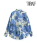 Damenblusen Hemden TRAF Damenmode Blumendruck Fließende Hemden Vintage Langarm-Frontknopf Weibliche Blusen Blusas Schicke Tops J230802