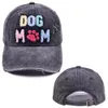 DOG MAMA Baseballmütze für Damen, Sonnenblende, bestickte Buchstaben, gewaschene Kappen, Partyhüte, C269