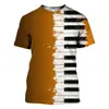 Herren-T-Shirts 2023 3D-Klaviermusiknoten bedrucktes T-Shirt mit Rundhalsausschnitt Kurzarm Street Casual Fashion Apparel Übergroßes Top 230802