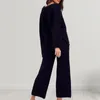 Women's Two Piece Pants Autumn Winter Suit Women Lloose Knit Loungewear Set Button V-Neck Sweatsuit Elegant Long Sleeve Top